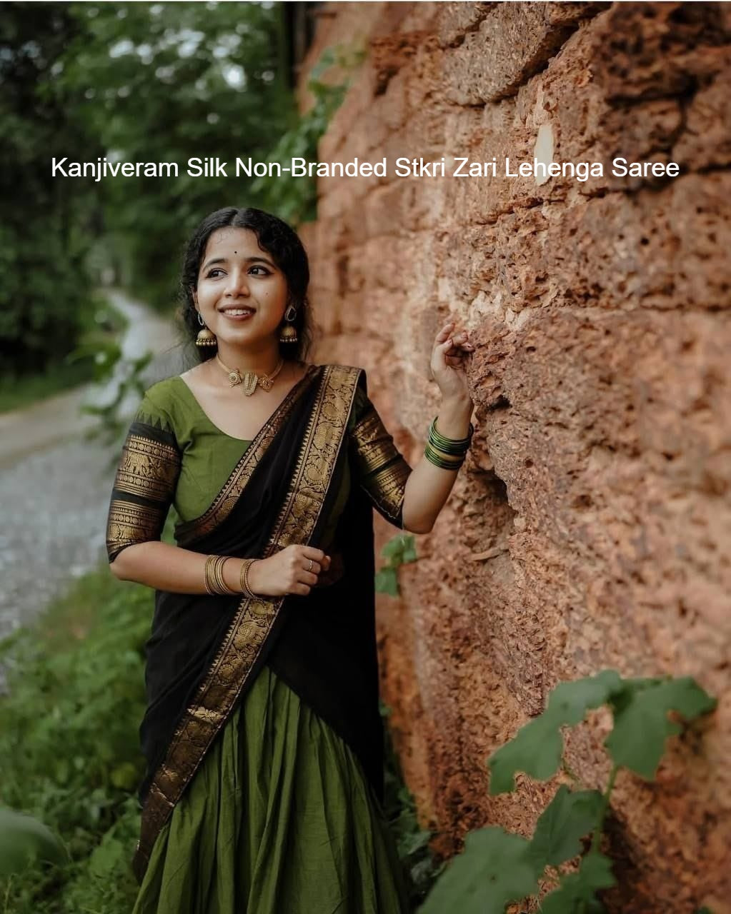 Kanjiveram Silk Non-Branded Stkri Zari Lehenga Saree