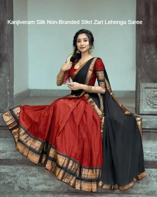 Kanjiveram Silk Non-Branded Stkri Zari Lehenga Saree