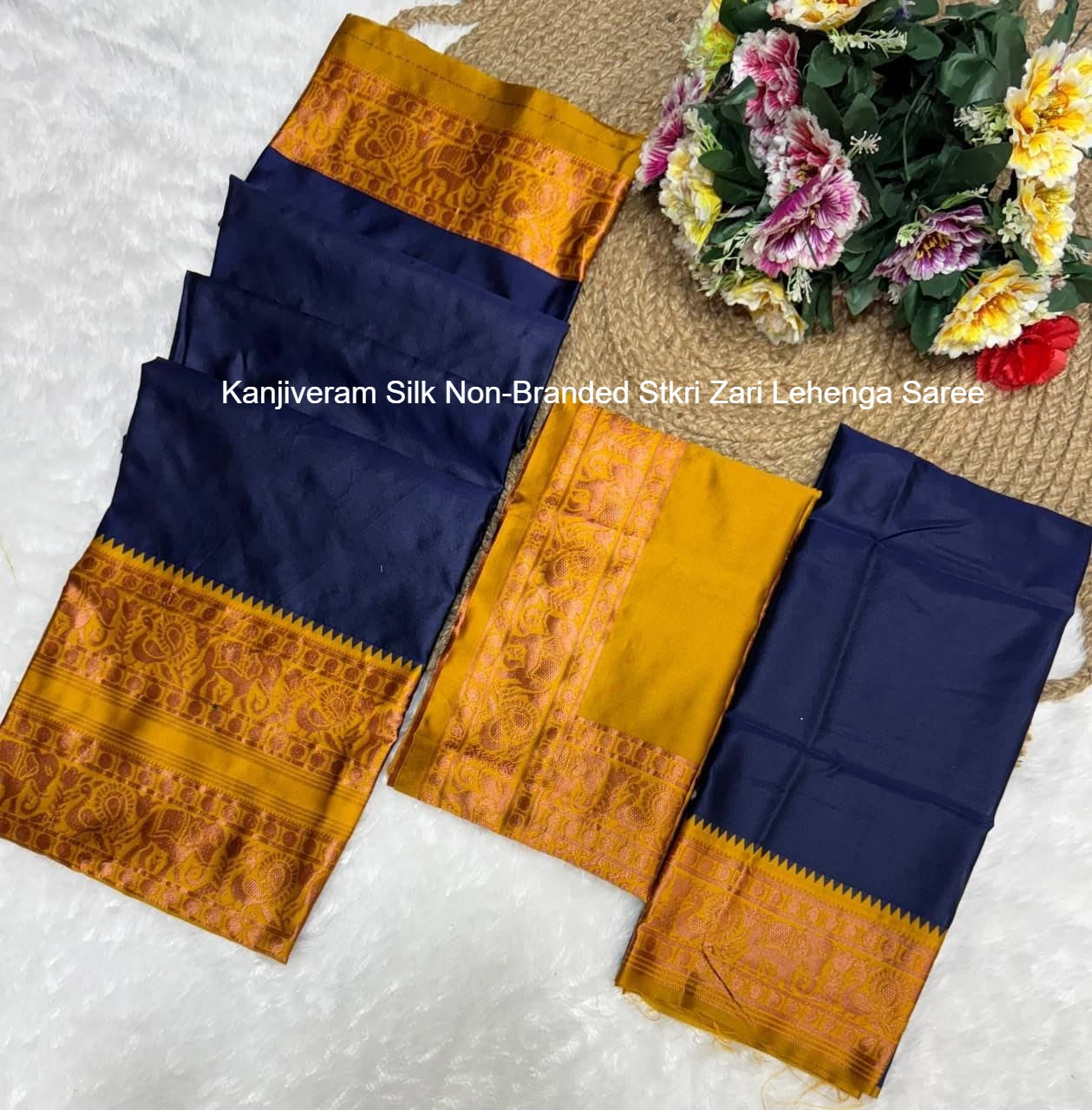 Kanjiveram Silk Non-Branded Stkri Zari Lehenga Saree