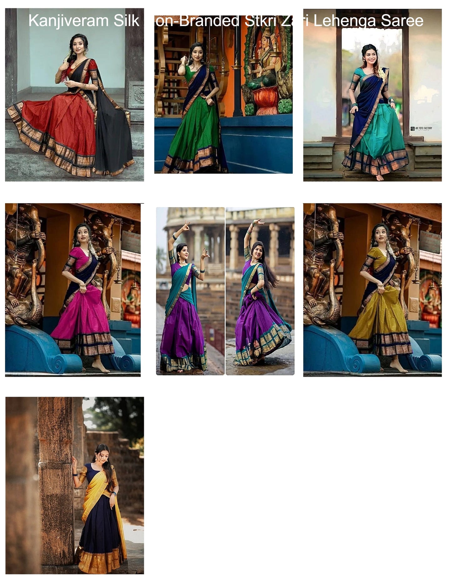 Kanjiveram Silk Non-Branded Stkri Zari Lehenga Saree
