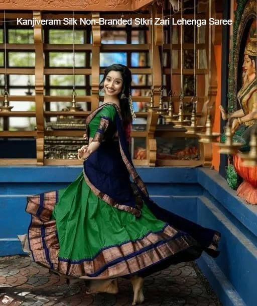Kanjiveram Silk Non-Branded Stkri Zari Lehenga Saree