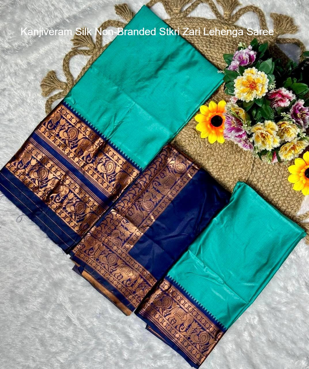 Kanjiveram Silk Non-Branded Stkri Zari Lehenga Saree