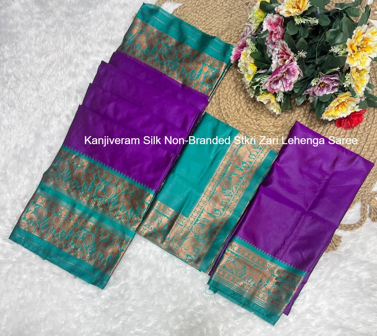 Kanjiveram Silk Non-Branded Stkri Zari Lehenga Saree