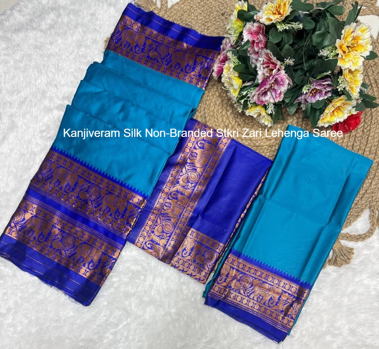 Kanjiveram Silk Non-Branded Stkri Zari Lehenga Saree