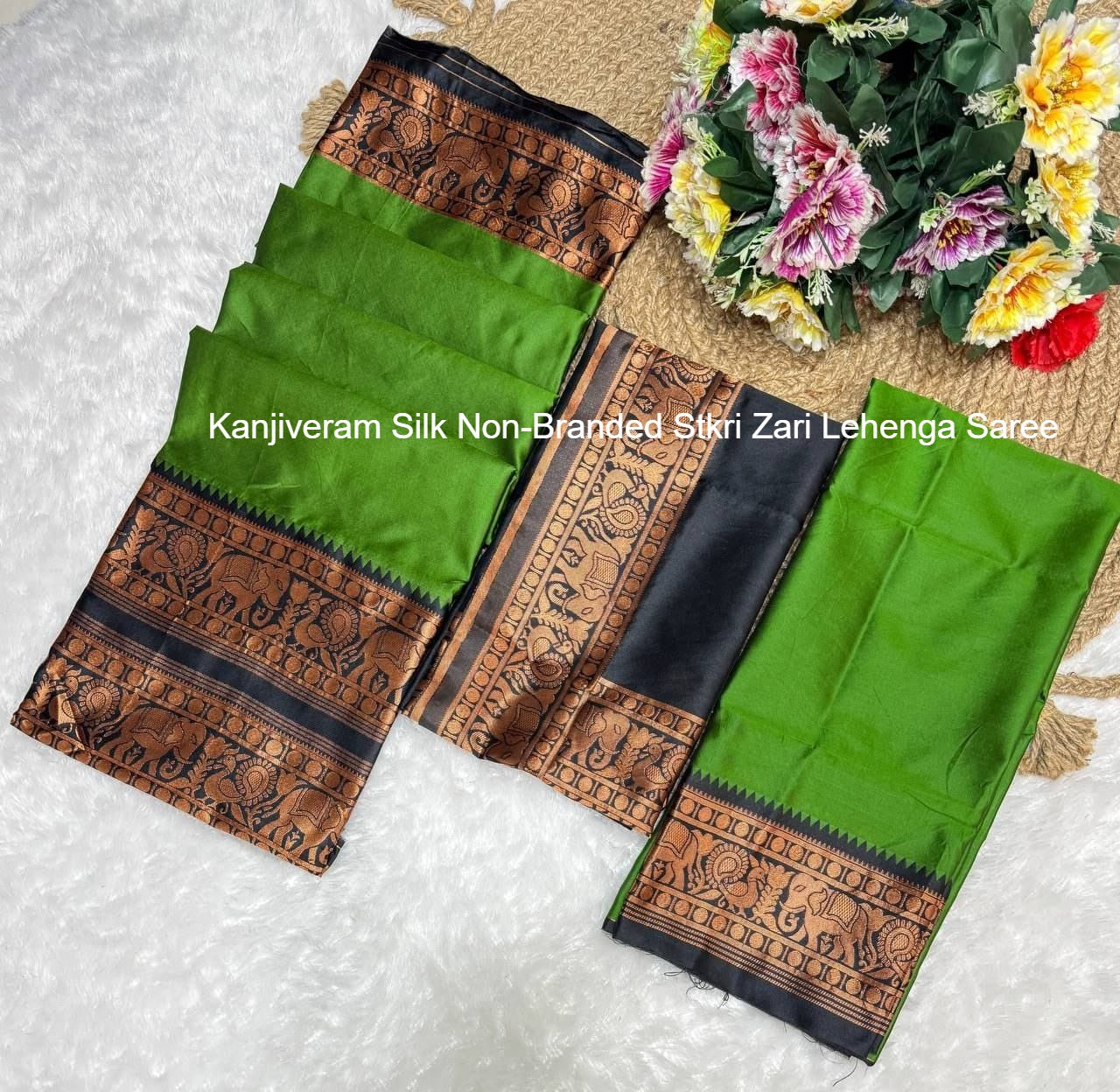 Kanjiveram Silk Non-Branded Stkri Zari Lehenga Saree