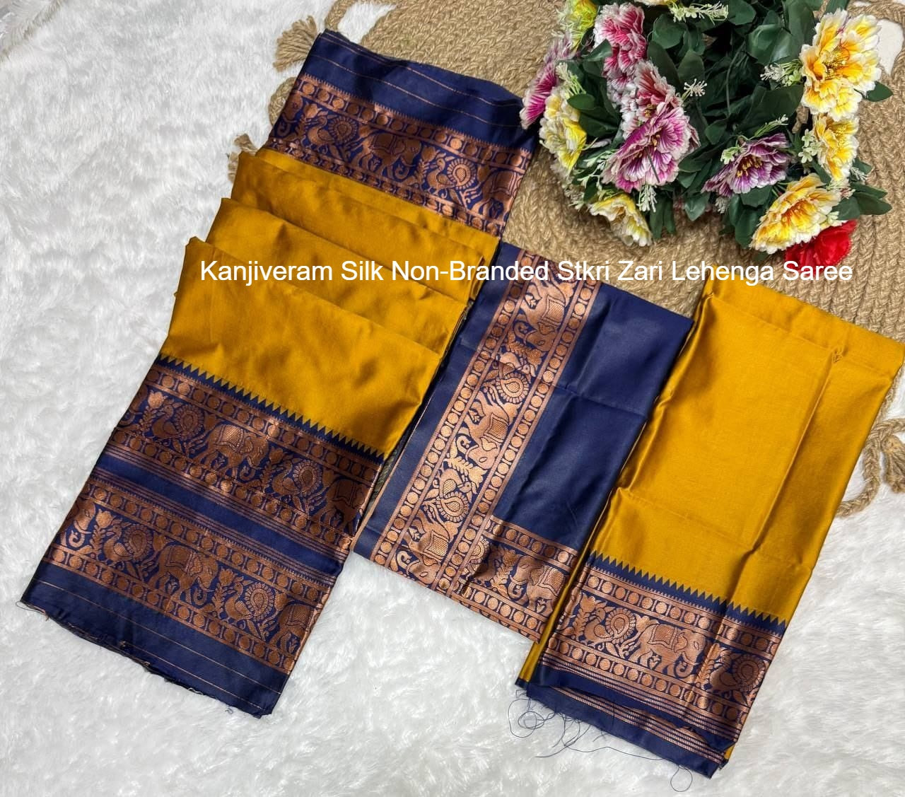 Kanjiveram Silk Non-Branded Stkri Zari Lehenga Saree