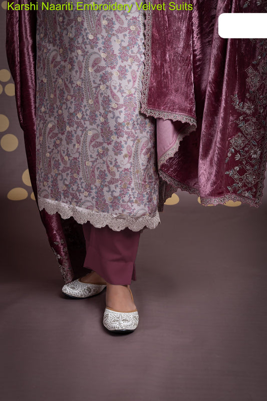 Karshi Naariti Embroidery Velvet Suits