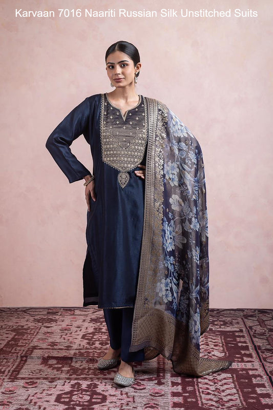Karvaan 7016 Naariti Russian Silk Unstitched Suits