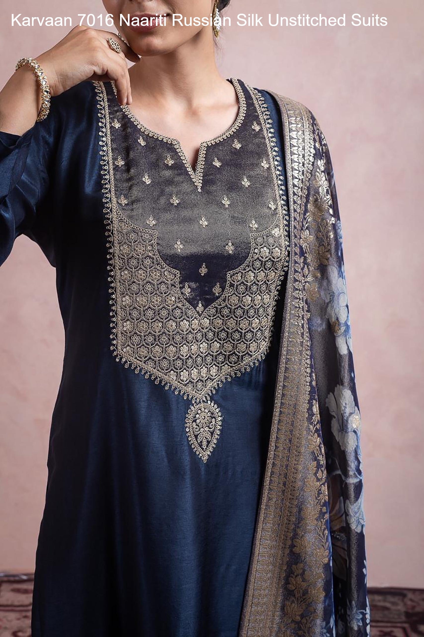 Karvaan 7016 Naariti Russian Silk Unstitched Suits