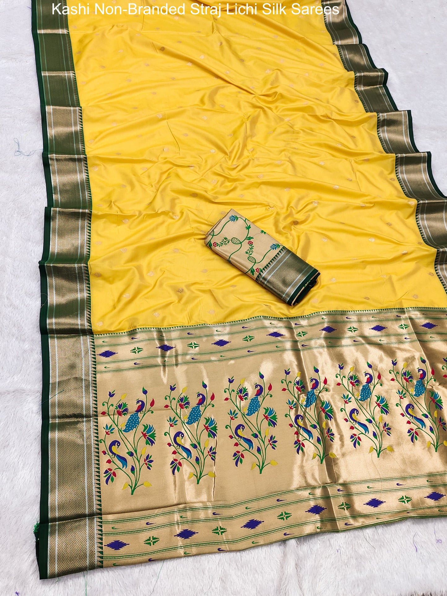 Kashi Non-Branded Straj Lichi Silk Sarees