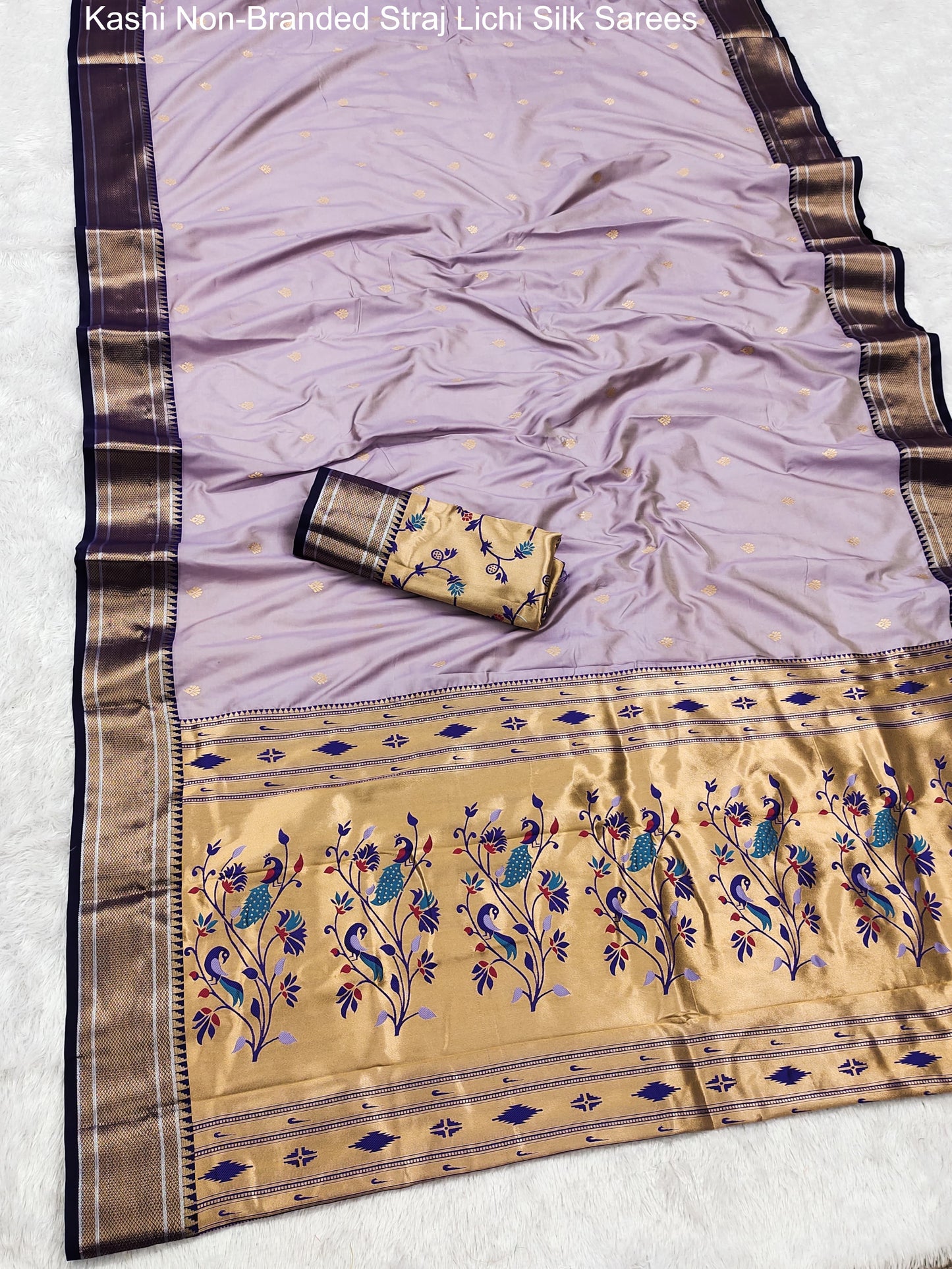 Kashi Non-Branded Straj Lichi Silk Sarees
