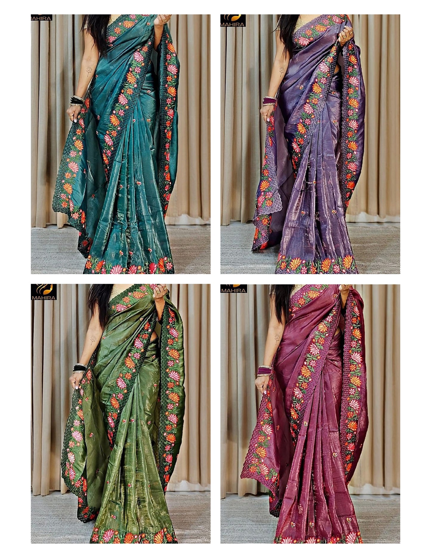 Kaviya Non-Branded Stkri Gold Crush Sarees