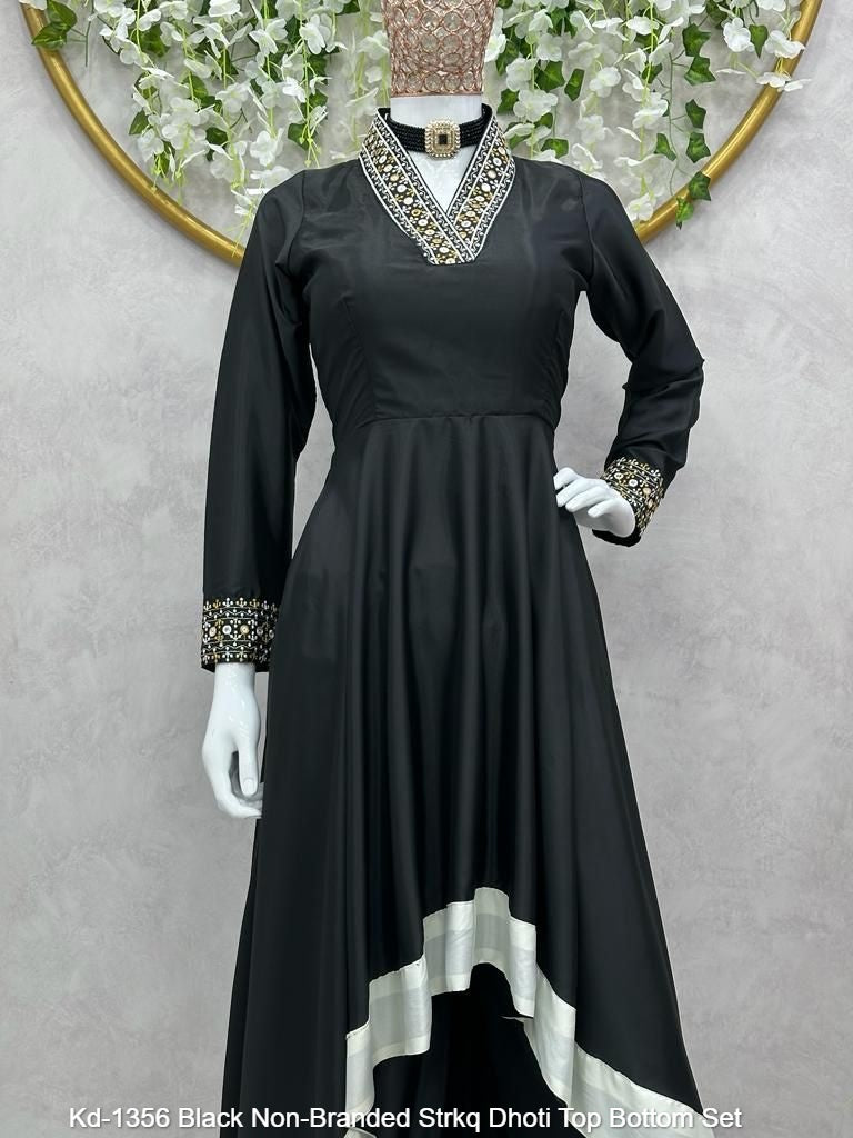 Kd-1356 Black Non-Branded Strkq Dhoti Top Bottom Set