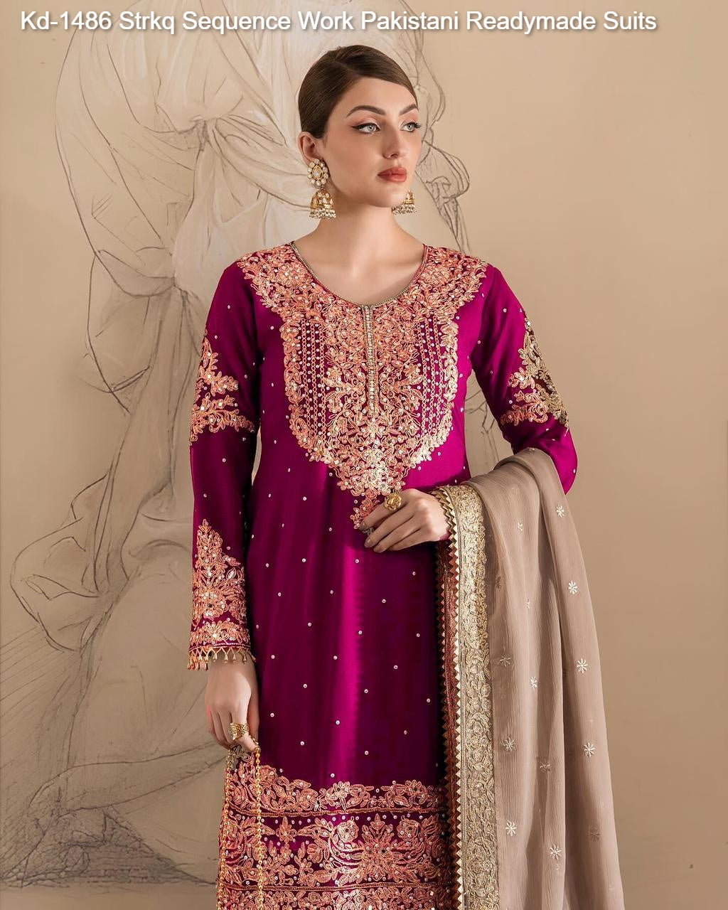 Kd-1486 Strkq Sequence Work Pakistani Readymade Suits