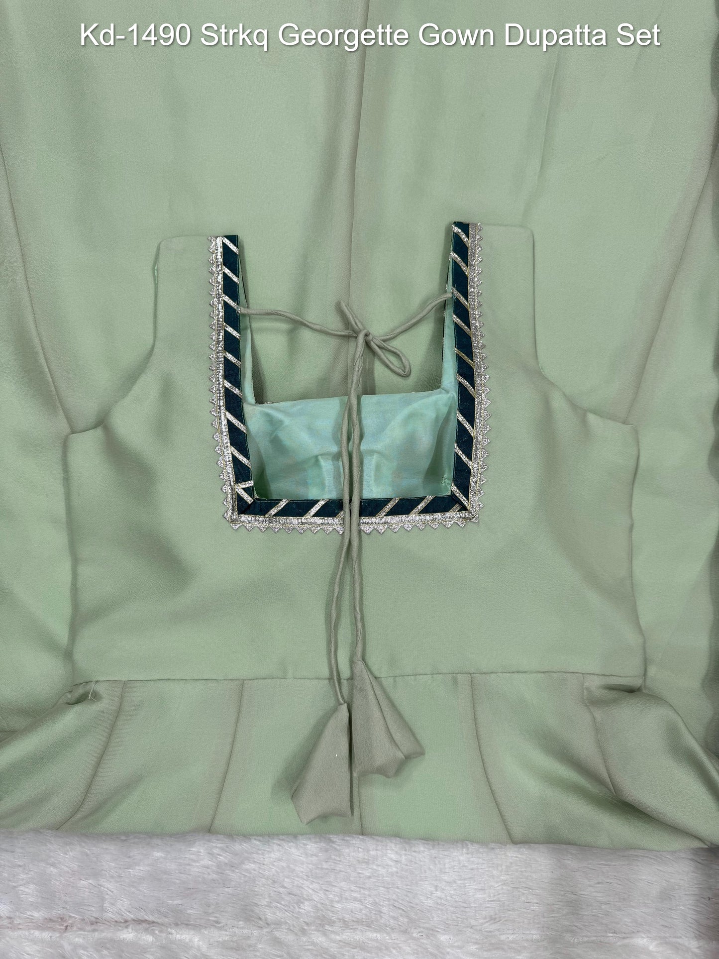 Kd-1490 Strkq Georgette Gown Dupatta Set