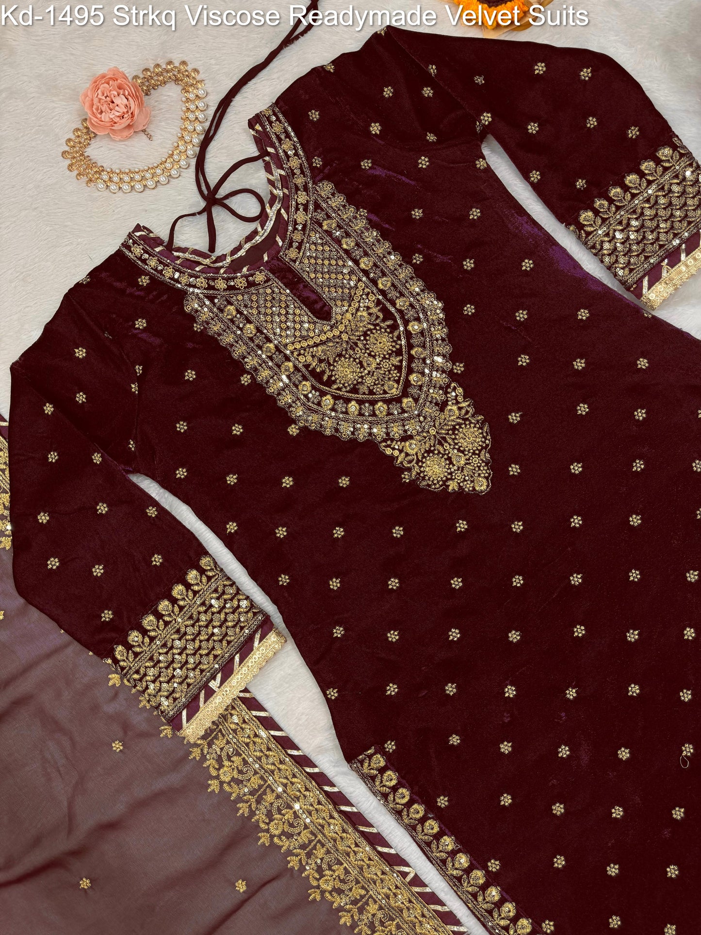 Kd-1495 Strkq Viscose Readymade Velvet Suits