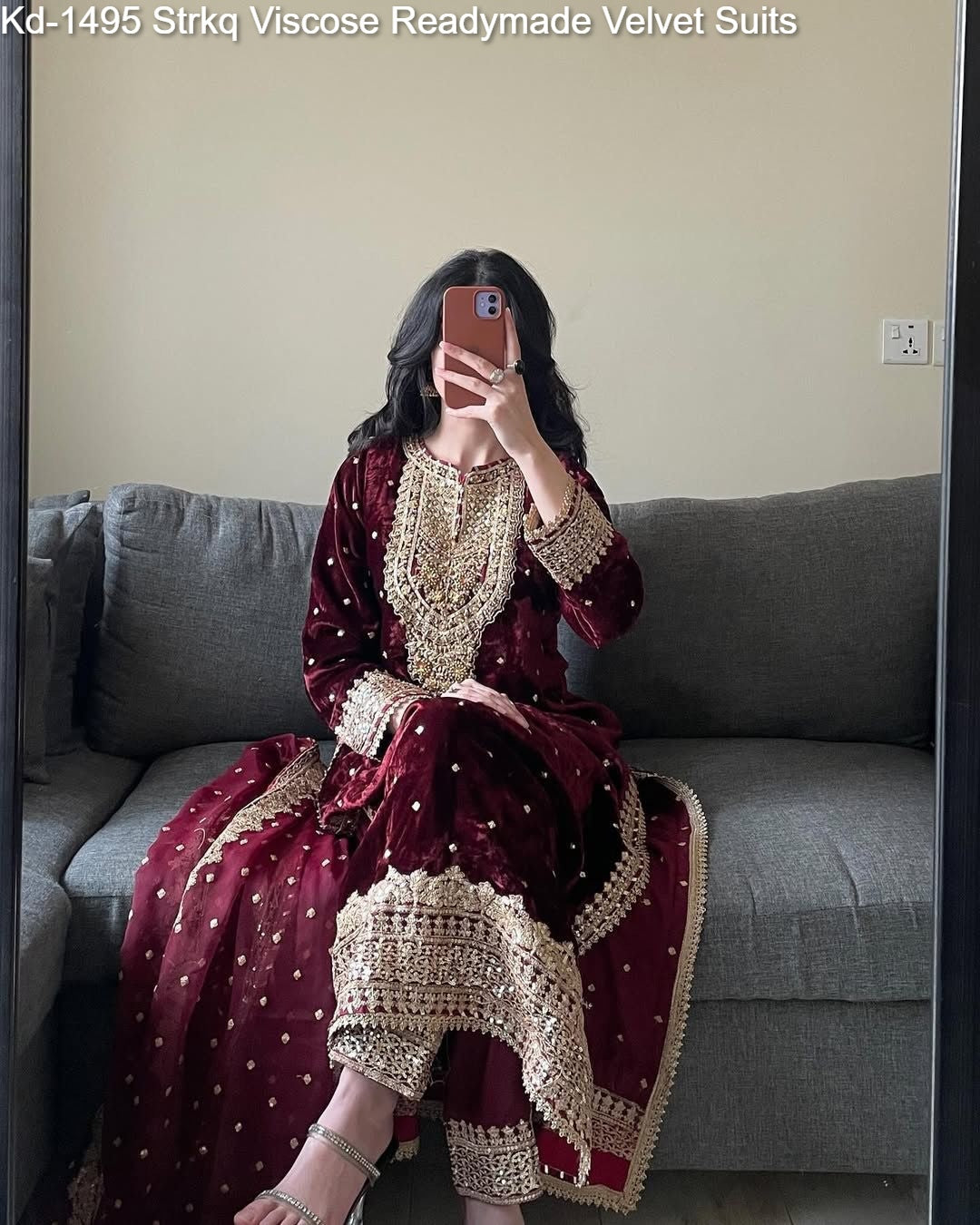 Kd-1495 Strkq Viscose Readymade Velvet Suits