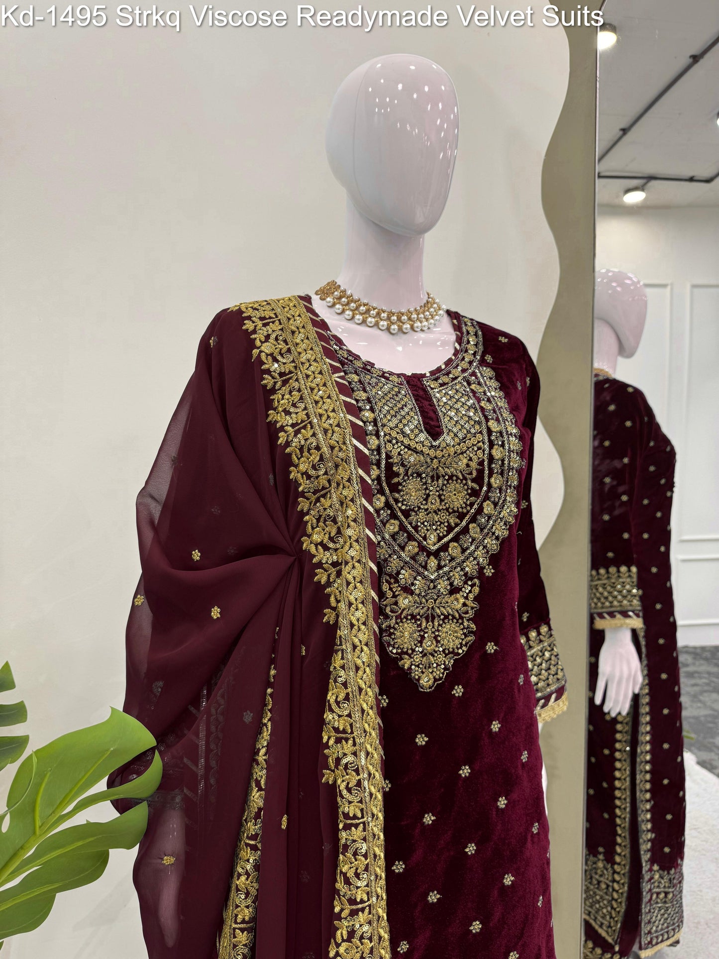 Kd-1495 Strkq Viscose Readymade Velvet Suits