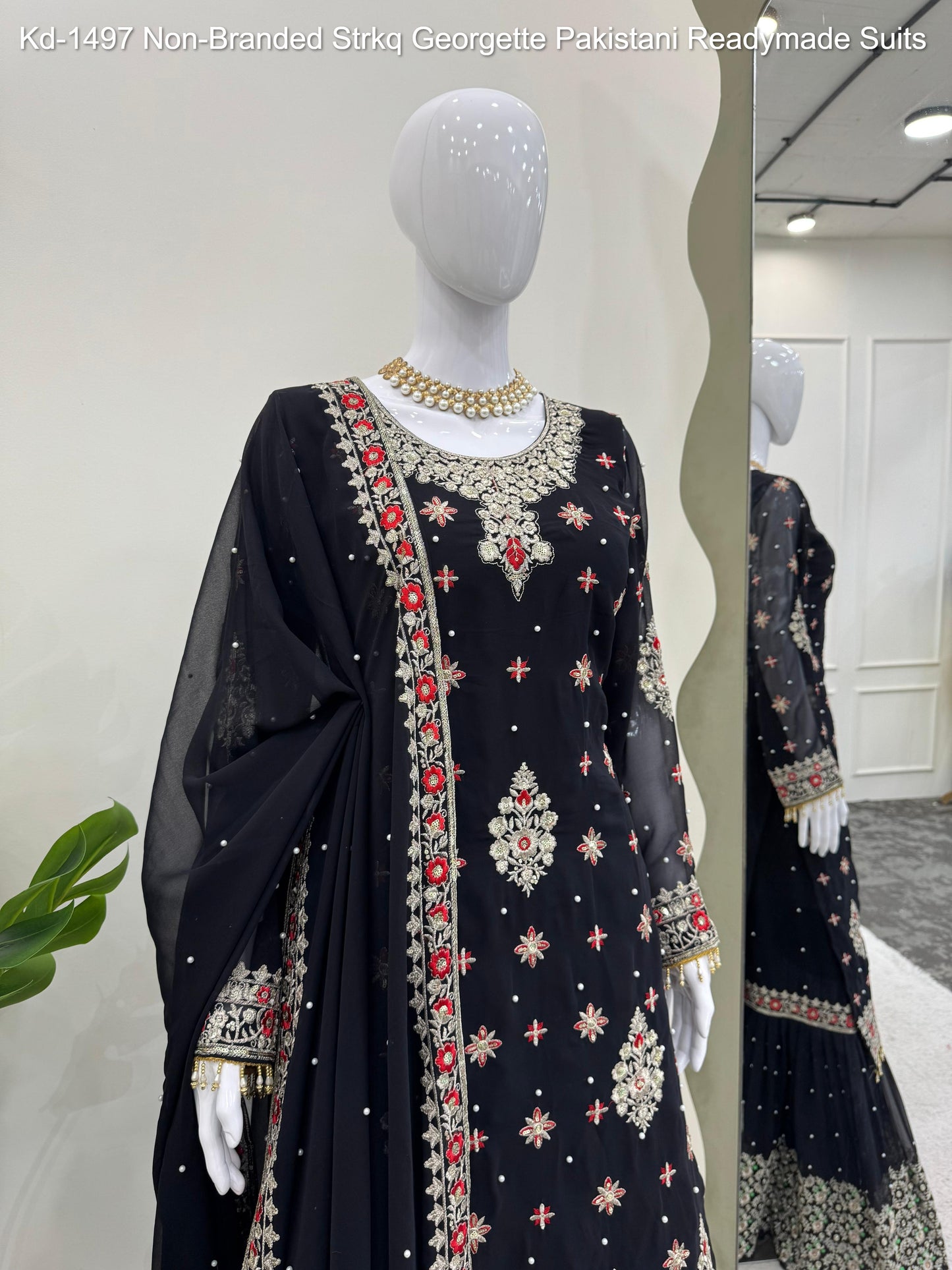 Kd-1497 Non-Branded Strkq Georgette Pakistani Readymade Suits