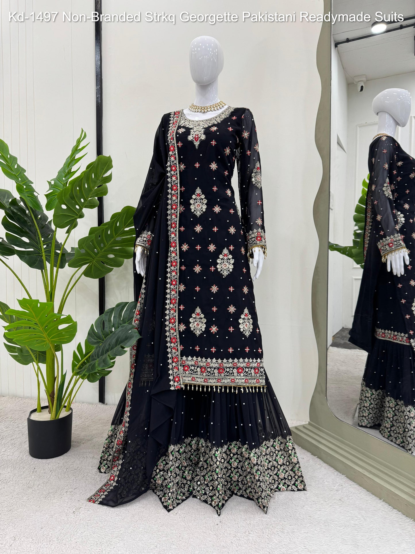 Kd-1497 Non-Branded Strkq Georgette Pakistani Readymade Suits