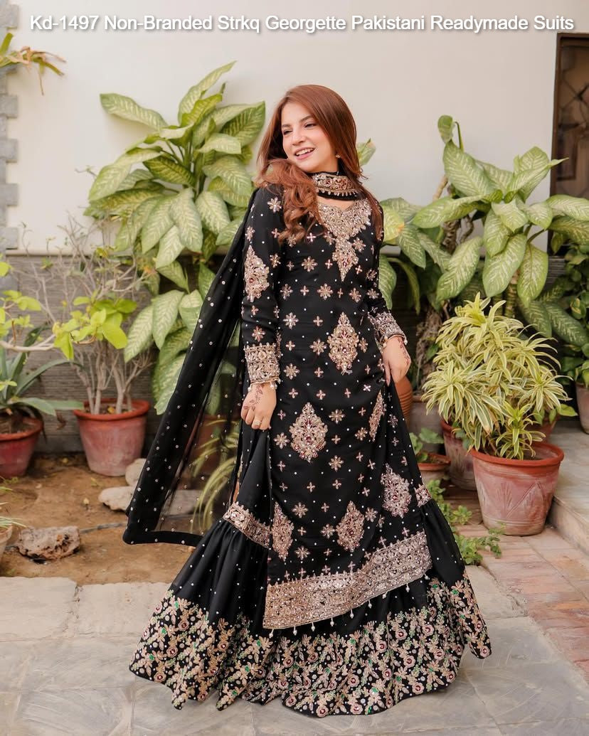 Kd-1497 Non-Branded Strkq Georgette Pakistani Readymade Suits