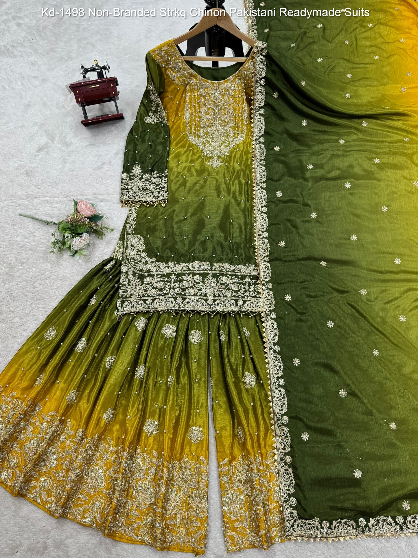Kd-1498 Non-Branded Strkq Chinon Pakistani Readymade Suits