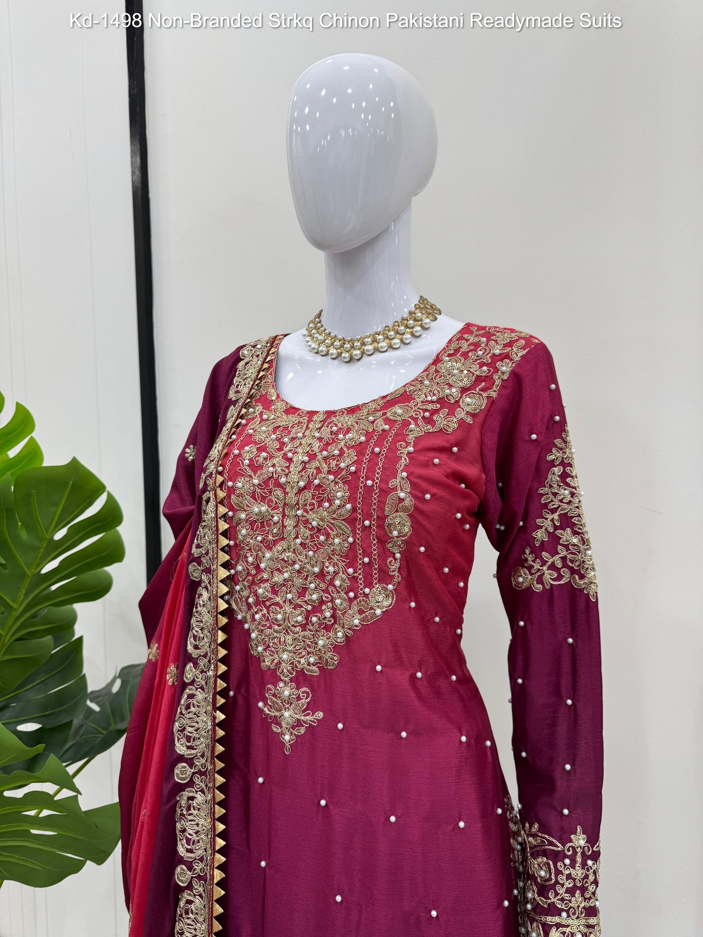 Kd-1498 Non-Branded Strkq Chinon Pakistani Readymade Suits