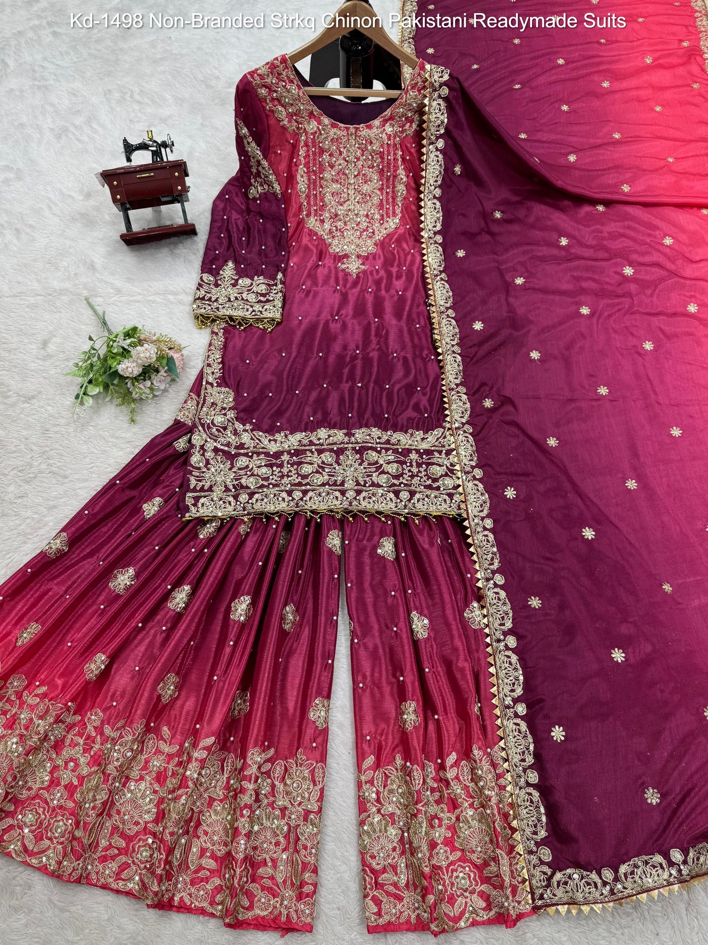 Kd-1498 Non-Branded Strkq Chinon Pakistani Readymade Suits