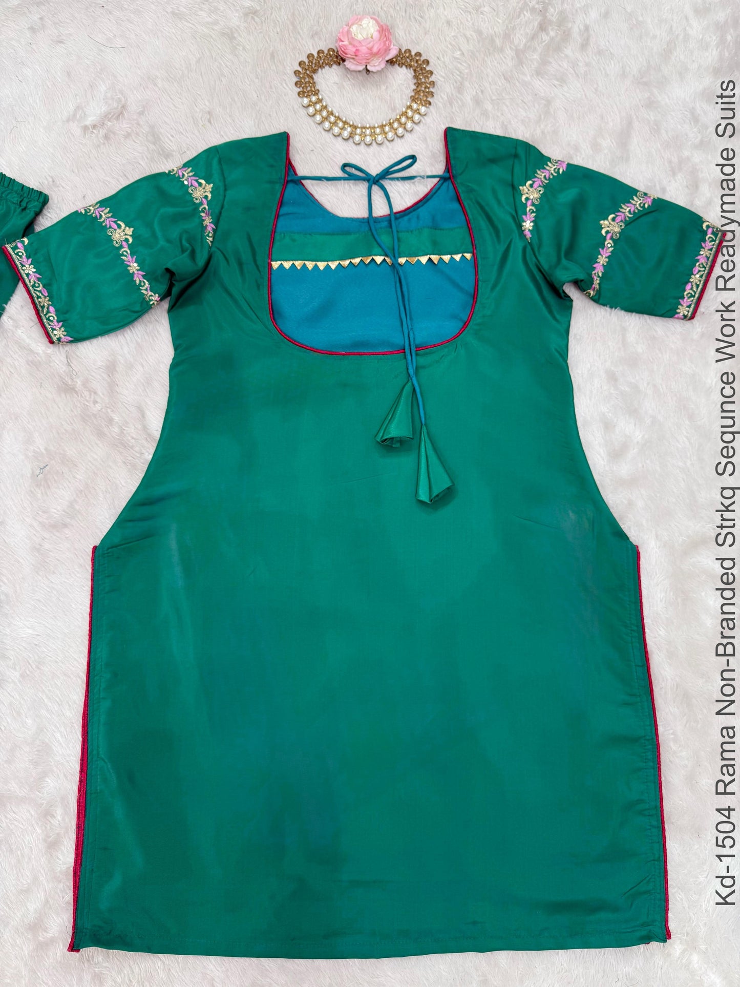 Kd-1504 Rama Non-Branded Strkq Sequnce Work Readymade Suits