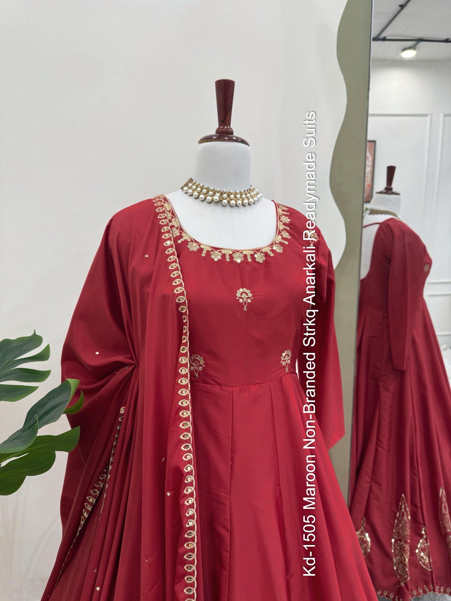 Kd-1505 Maroon Non-Branded Strkq Anarkali Readymade Suits