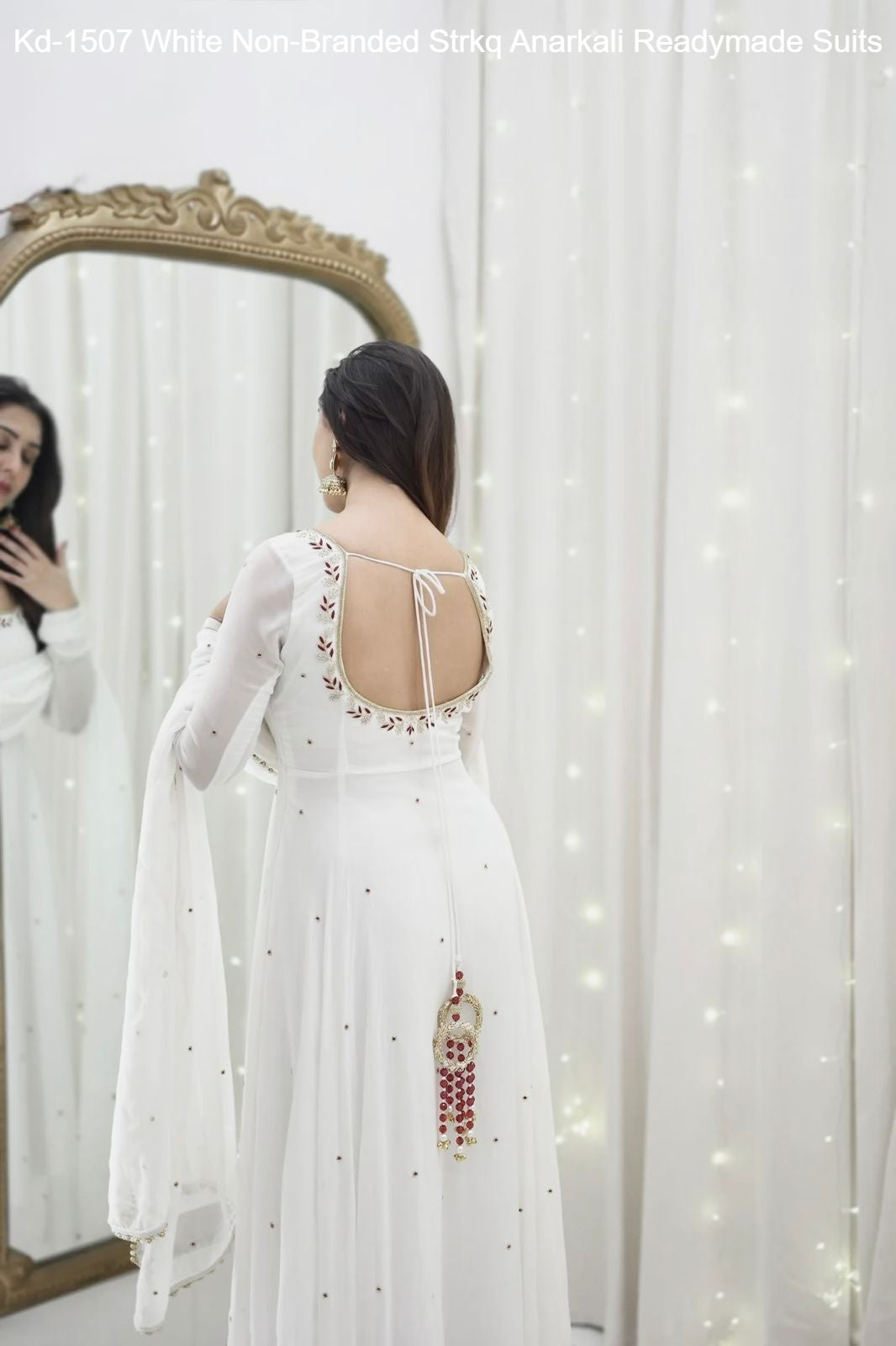 Kd-1507 White Non-Branded Strkq Anarkali Readymade Suits