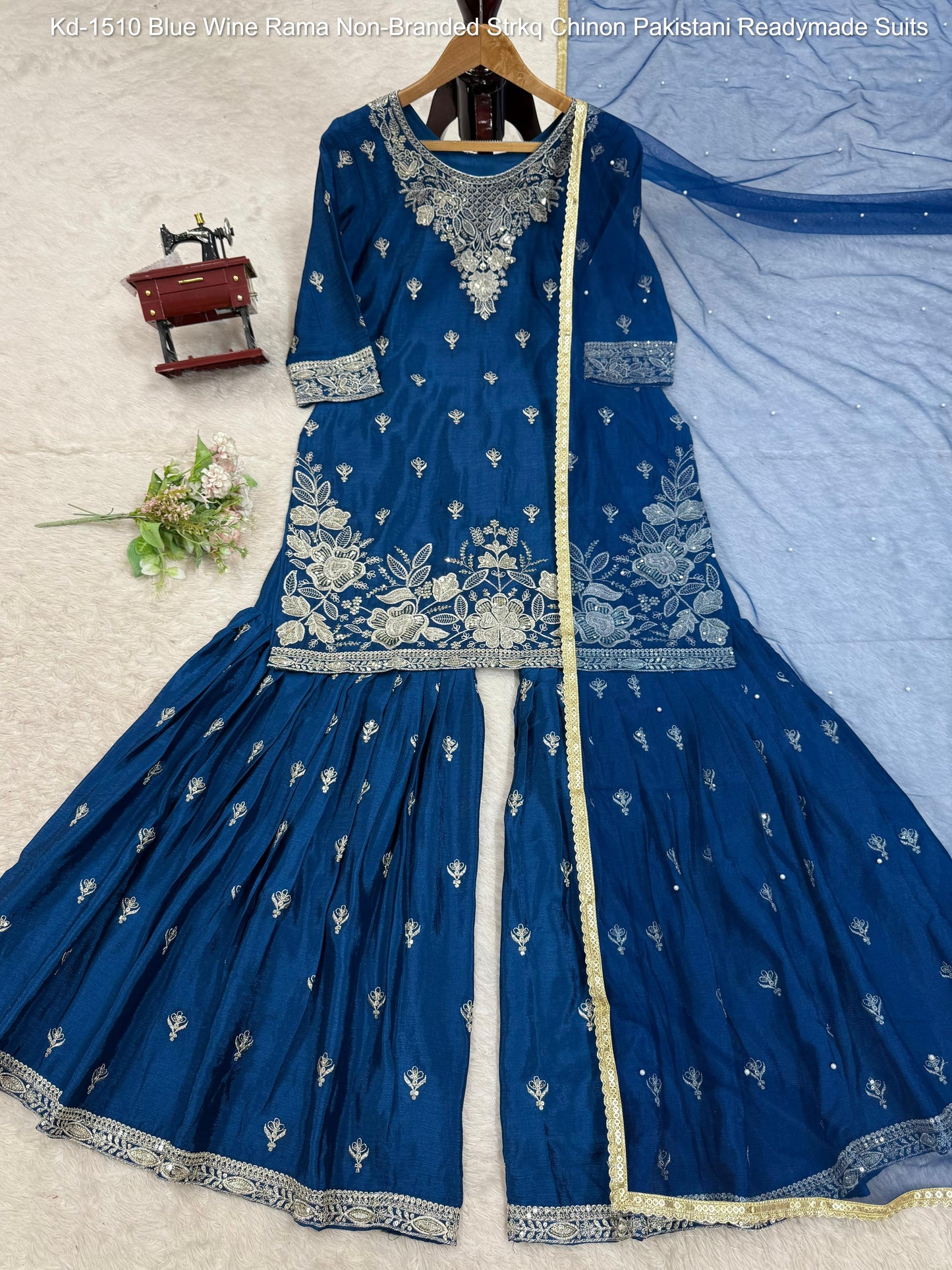 Kd-1510 Blue Wine Rama Non-Branded Strkq Chinon Pakistani Readymade Suits
