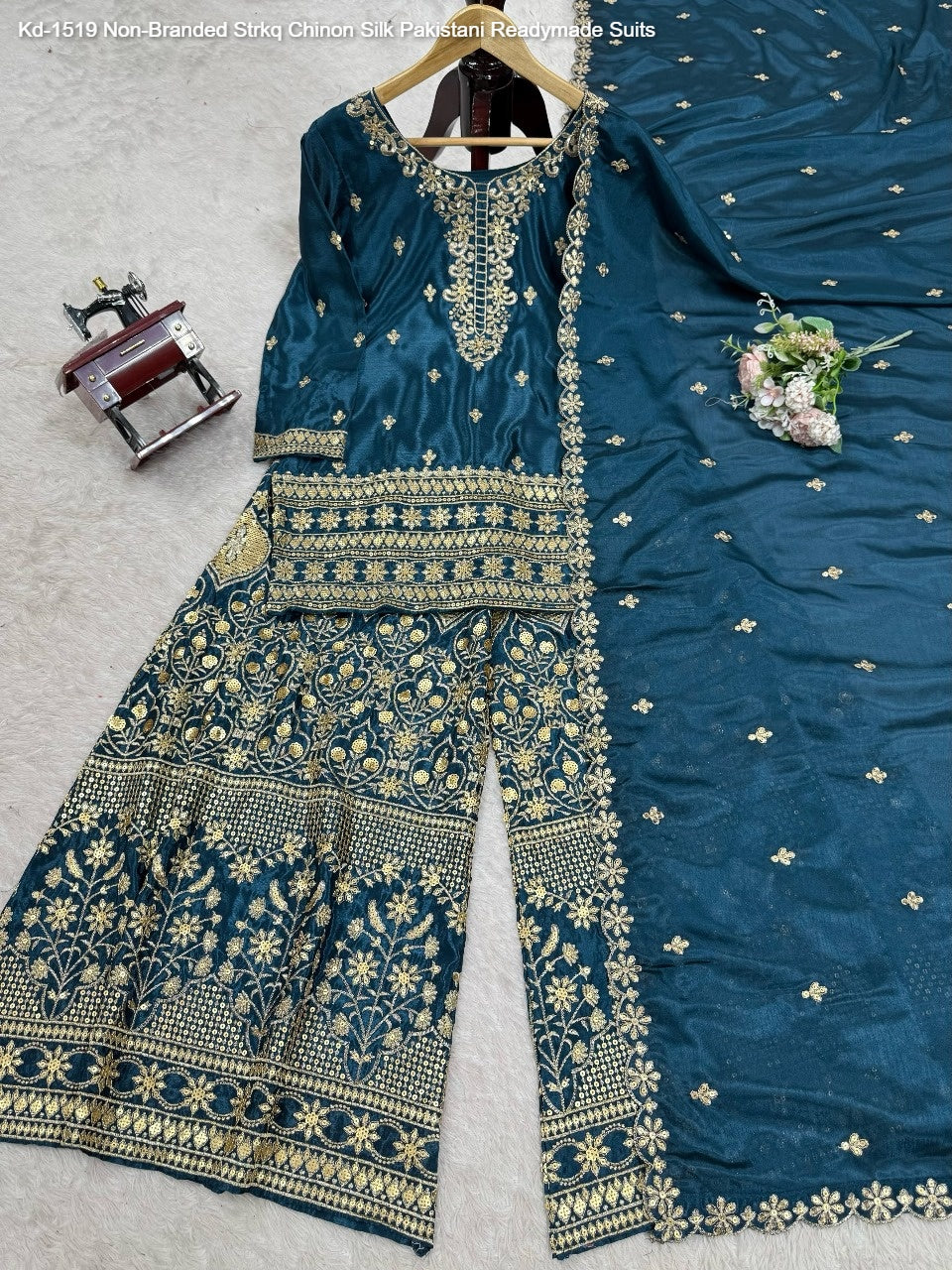 Kd-1519 Non-Branded Strkq Chinon Silk Pakistani Readymade Suits