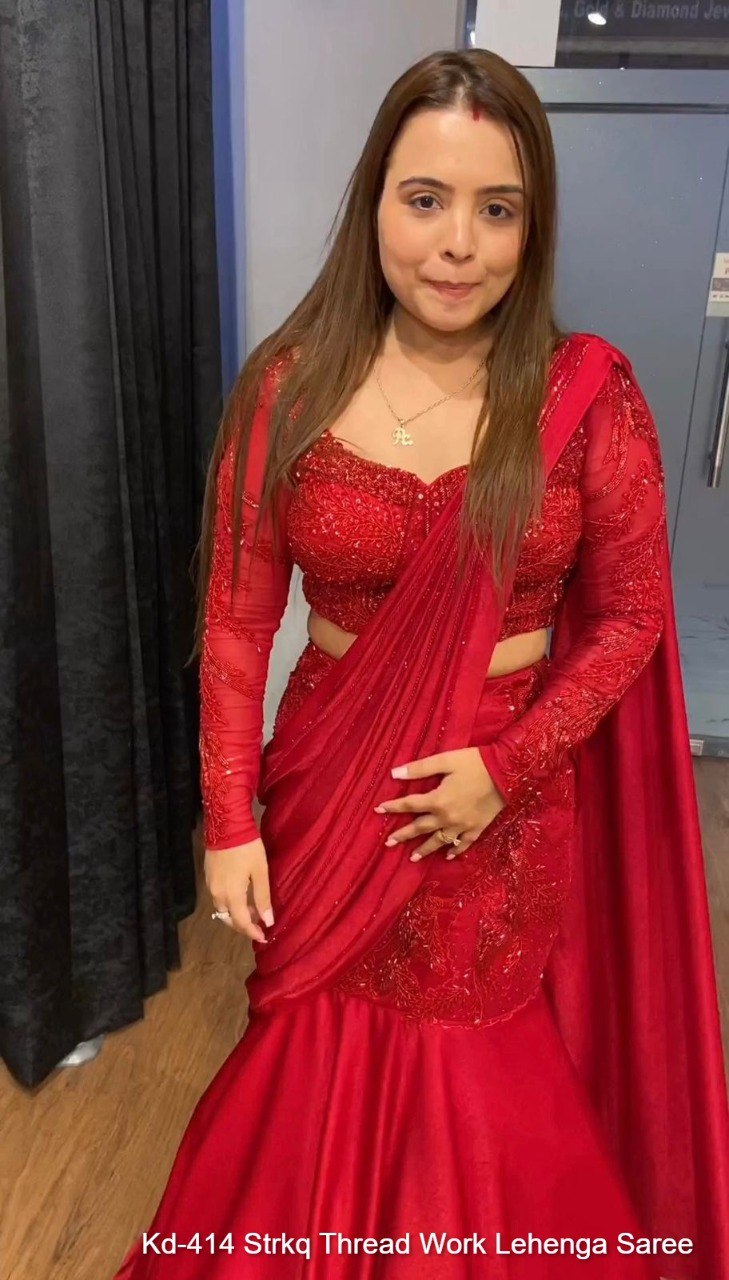 Kd-414 Strkq Thread Work Lehenga Saree