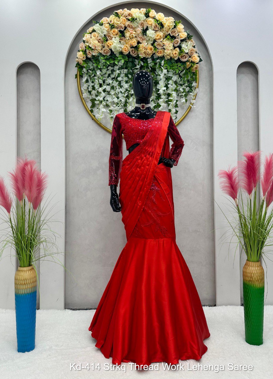Kd-414 Strkq Thread Work Lehenga Saree