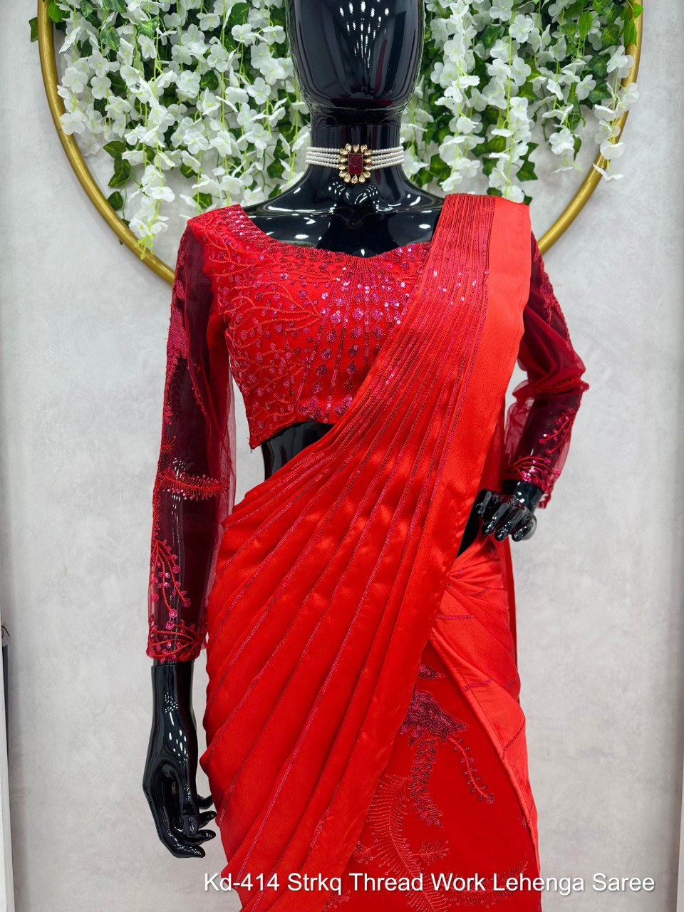 Kd-414 Strkq Thread Work Lehenga Saree