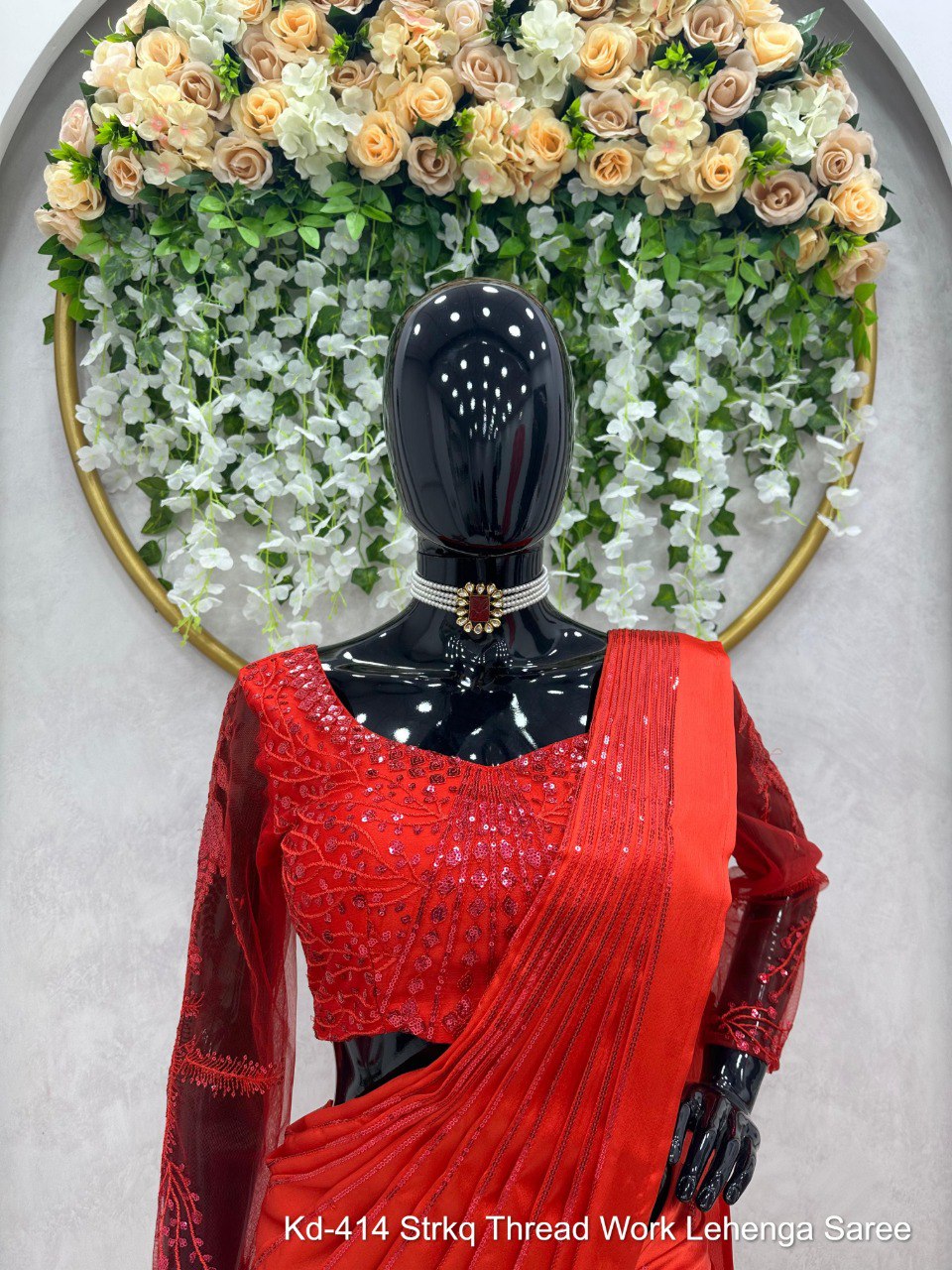 Kd-414 Strkq Thread Work Lehenga Saree
