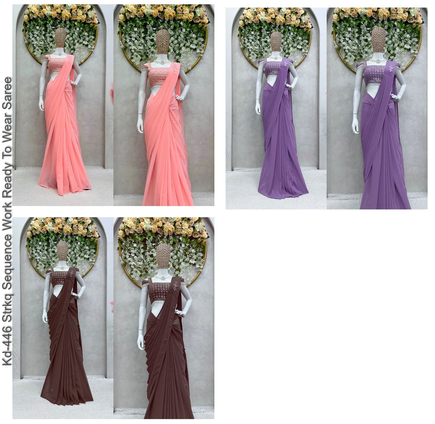 Kd-446 Strkq Sequence Work Ready To Wear Saree