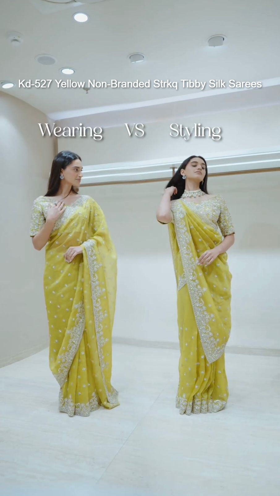 Kd-527 Yellow Non-Branded Strkq Tibby Silk Sarees