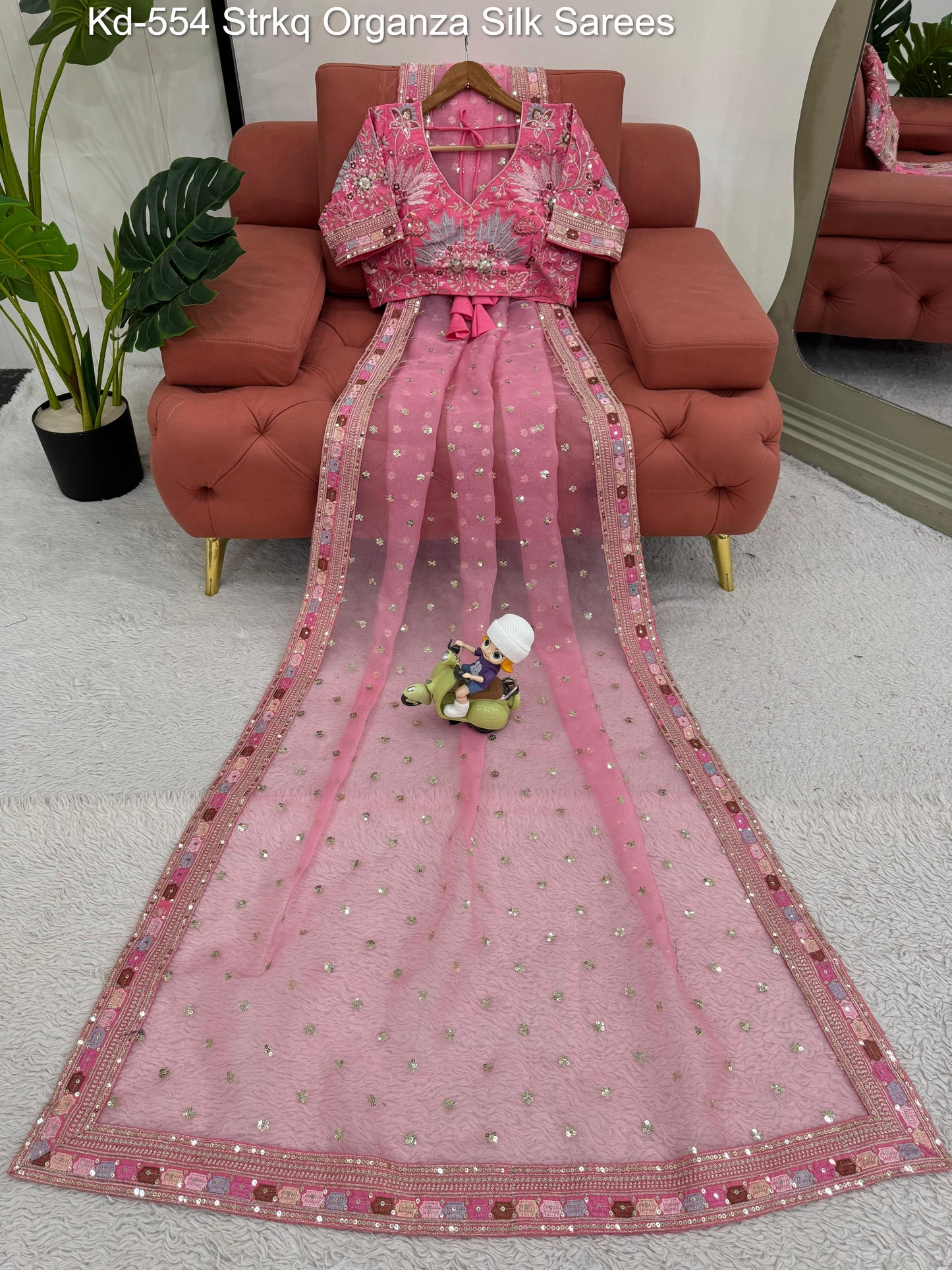 Kd-554 Strkq Organza Silk Sarees