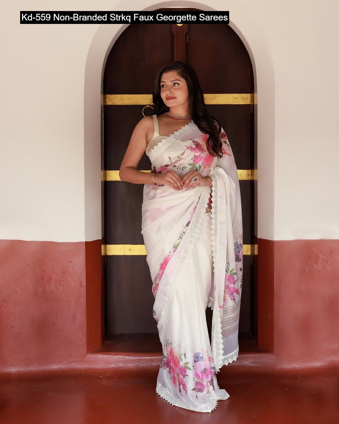 Kd-559 Non-Branded Strkq Faux Georgette Sarees