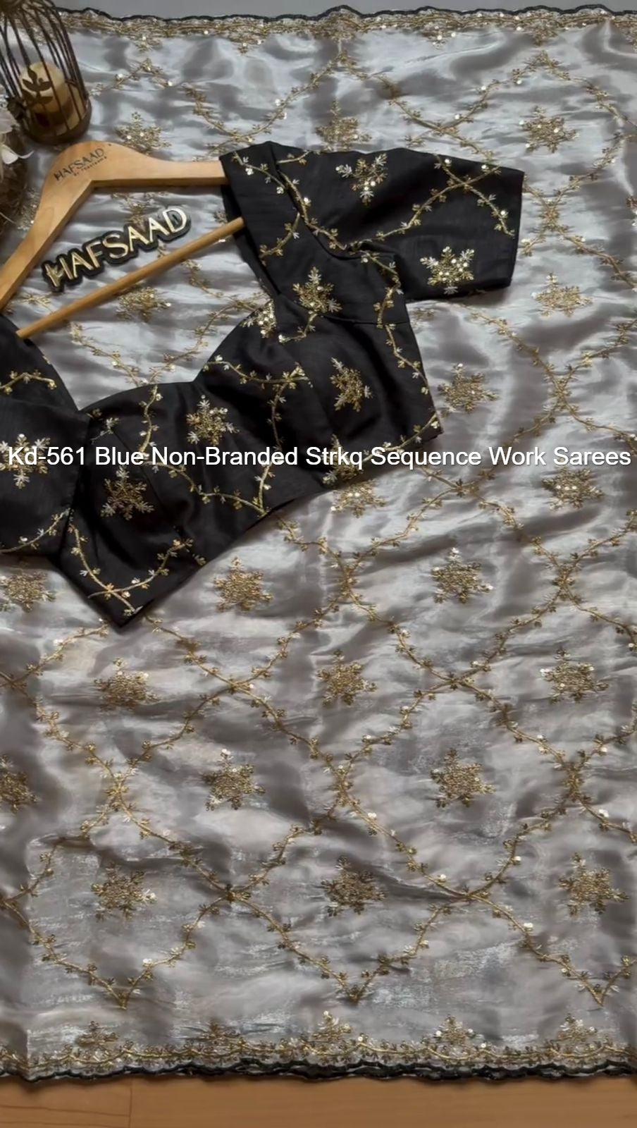 Kd-561 Blue Non-Branded Strkq Sequence Work Sarees