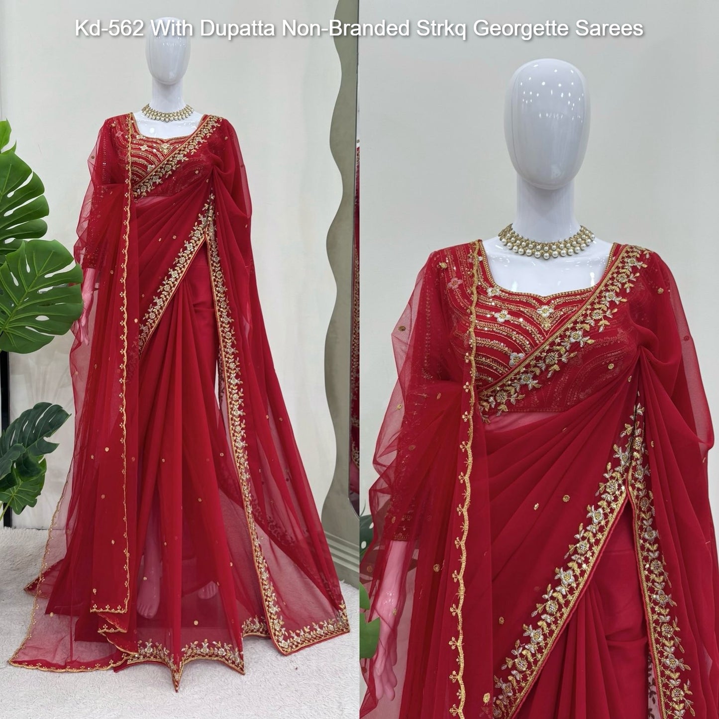 Kd-562 With Dupatta Non-Branded Strkq Georgette Sarees