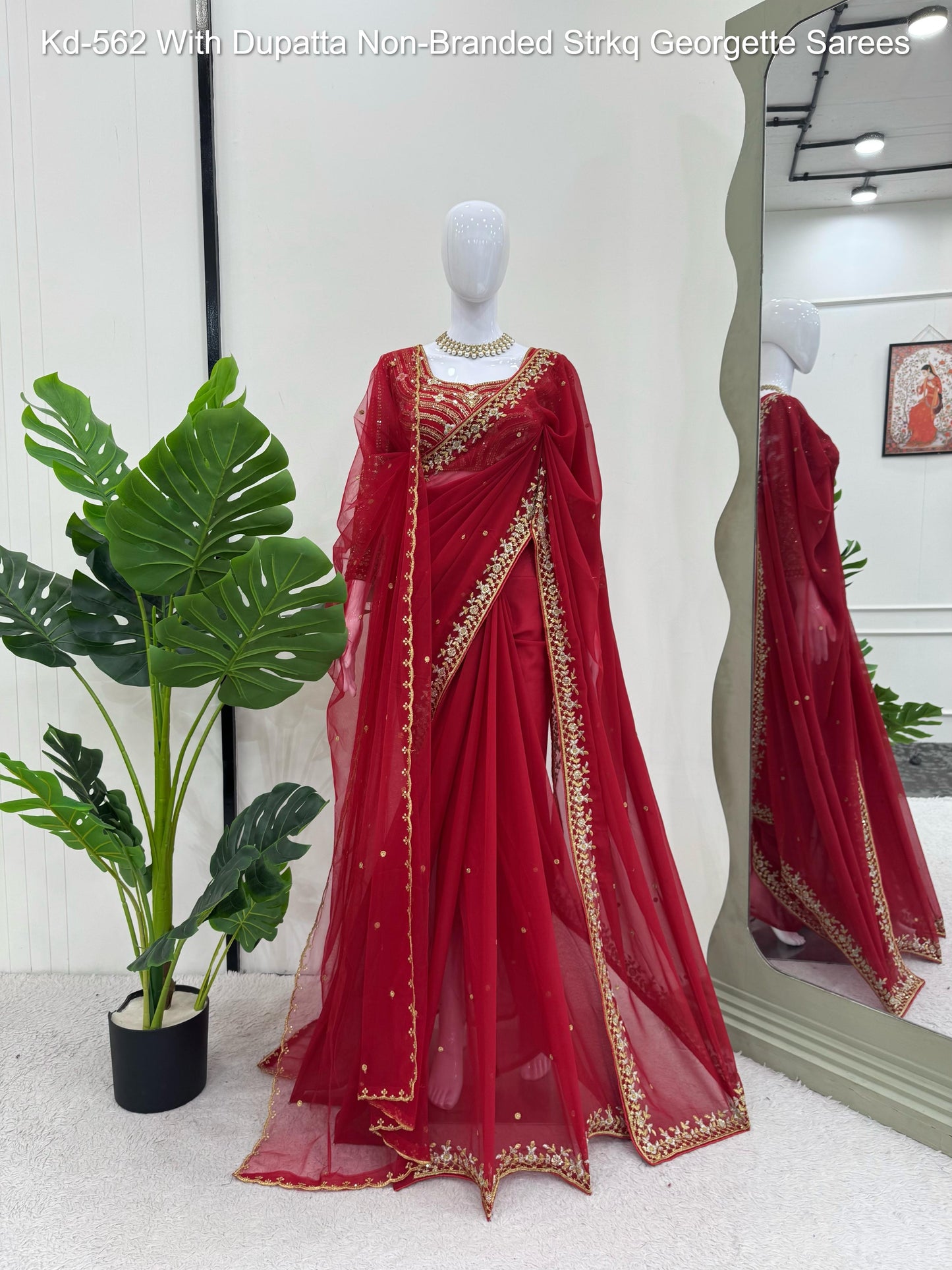 Kd-562 With Dupatta Non-Branded Strkq Georgette Sarees