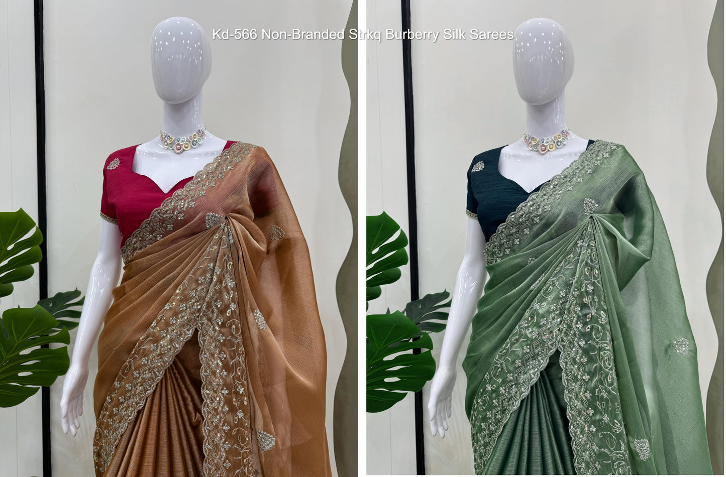 Kd-566 Non-Branded Strkq Burberry Silk Sarees