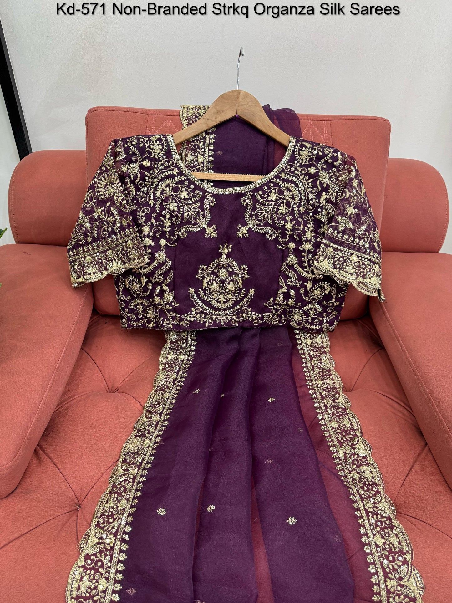 Kd-571 Non-Branded Strkq Organza Silk Sarees