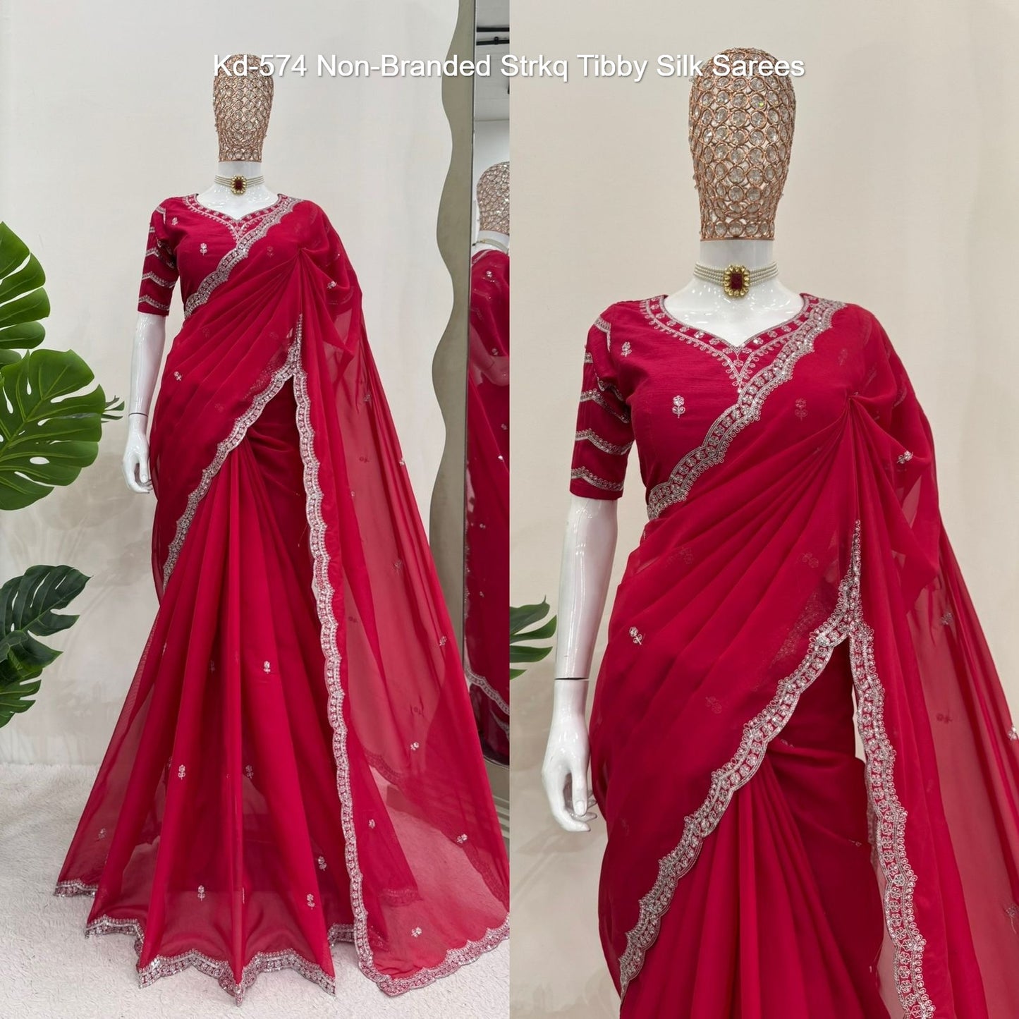 Kd-574 Non-Branded Strkq Tibby Silk Sarees
