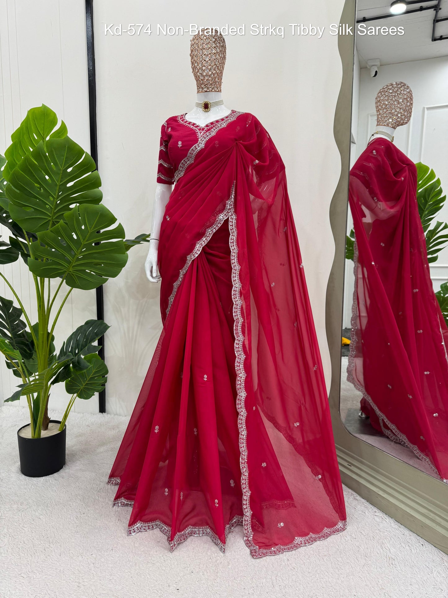 Kd-574 Non-Branded Strkq Tibby Silk Sarees