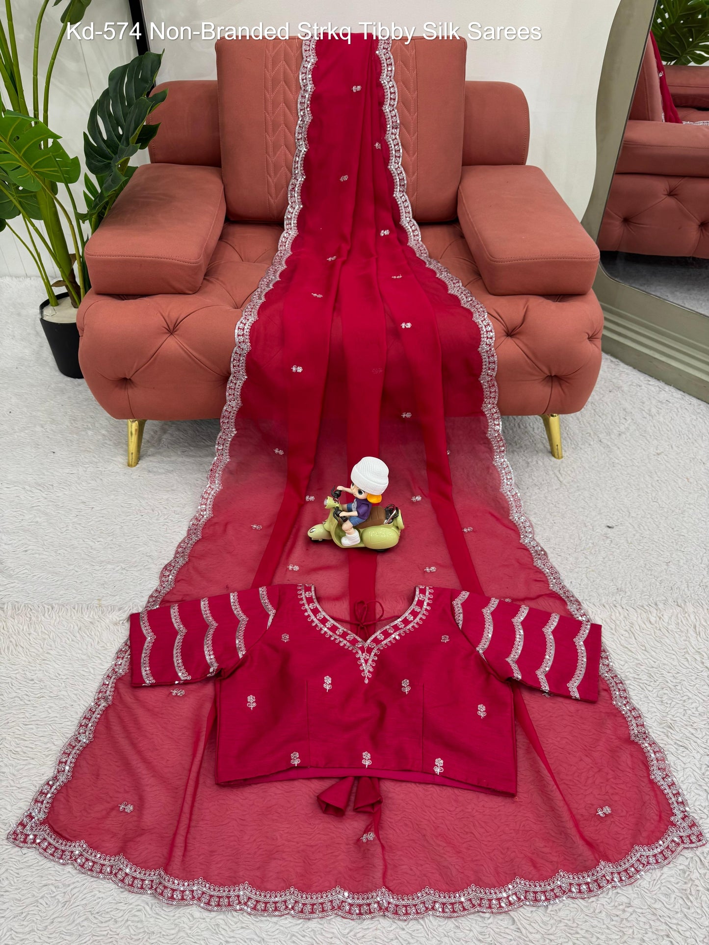 Kd-574 Non-Branded Strkq Tibby Silk Sarees