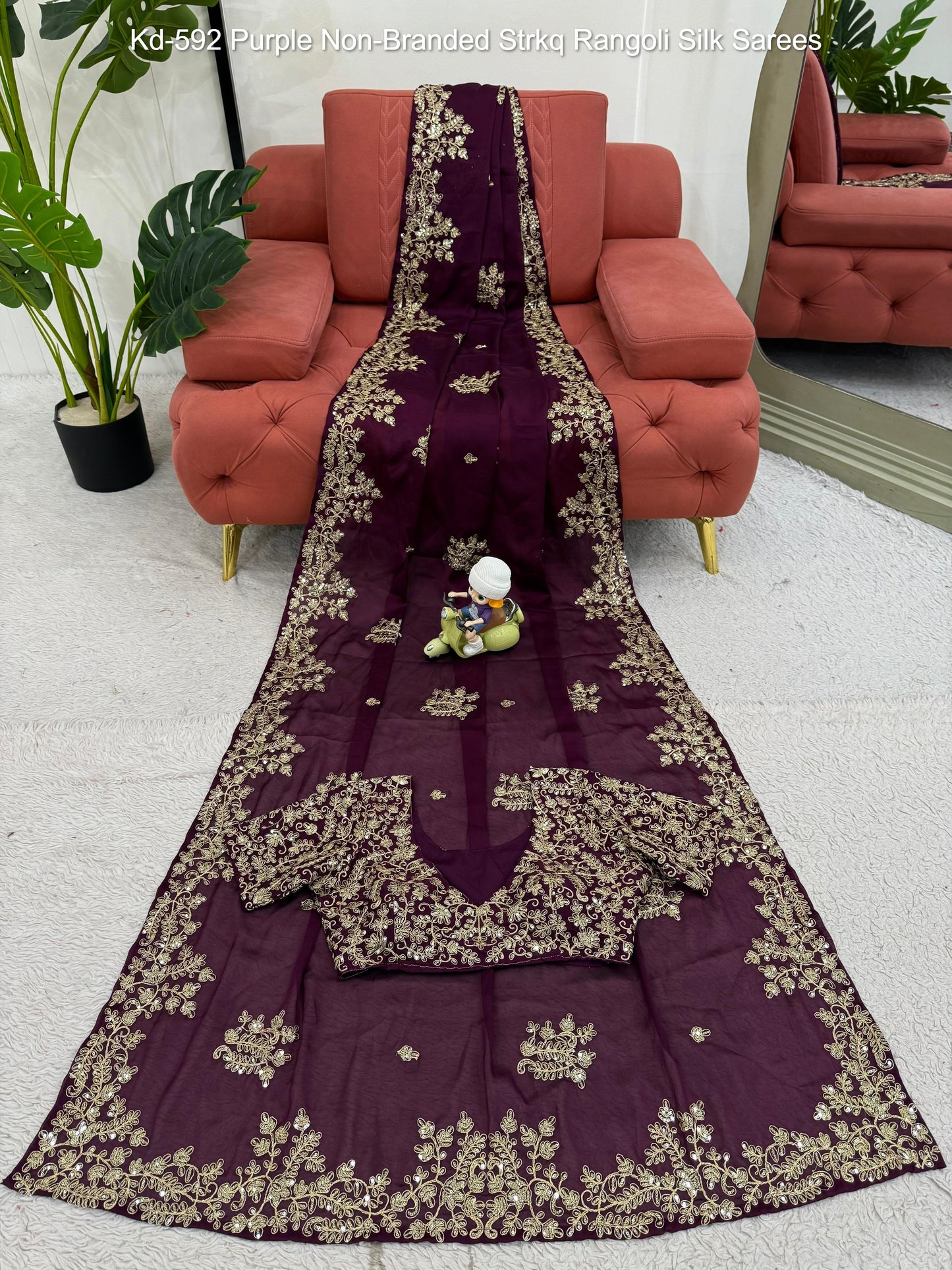 Kd-592 Purple Non-Branded Strkq Rangoli Silk Sarees